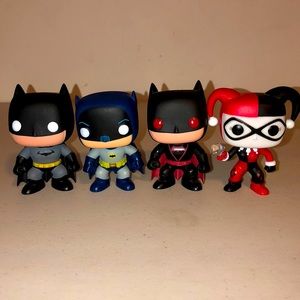 DC Funko Pop’s of Batman and Harley Quinn.